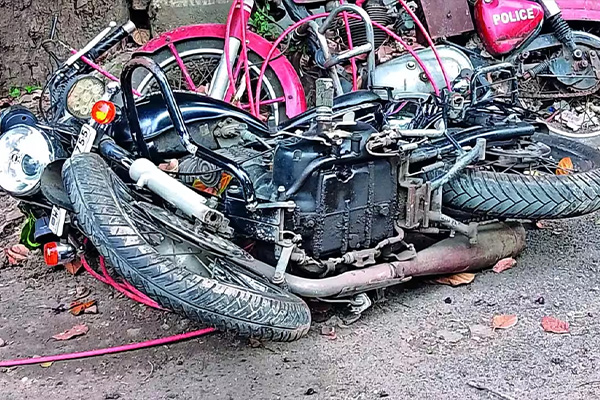 Damaged motorcycle